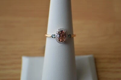 1.00ct Premium Blush & Lagoon Tourmaline / Diamond Halo Ring 10K Rose Gold Sz 8 - Image 1 of 4