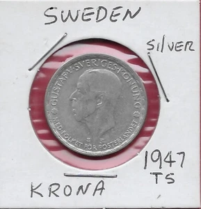 SUECIA 1 CORONA 1947-TS REY GUSTAF V, CABEZA DEL REY GUSTAF V, MIRANDO A LA IZQUIERDA, EL - Imagen 1 de 2