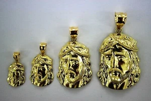 Dije Colgante Oro Amarillo 10K Cara de Jesús Corte Diamante 5 Tallas 2 Estilos Disponibles - Imagen 1 de 9