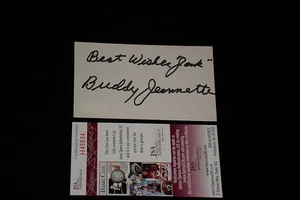 HOF BUDDY JEANNETTE FIRMADO AUTOGRAFIADO TARJETA ÍNDICE BALAS CERTIFICADO JSA. (d.1998) - Imagen 1 de 1