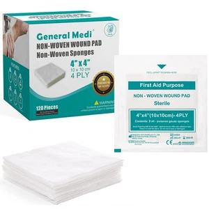 Sterile Mullschwämme, 4" x 4" Vlies Wundpads - einzeln verpackt Hi... - Bild 1 von 7