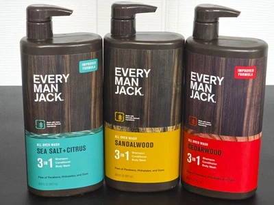3 Every Man Jack 28.8 oz. 1x SANDALWOOD 1x CEDAR 1x SEA SALT Hydrating Body Wash - Image 1 of 4