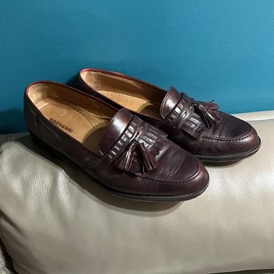 Magnanni Tasselled Leather Loafers Burgundy Size 9.5 - Image 1 of 4