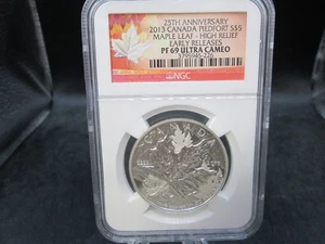 2013 Canada Piedfort Maple Leaf .999 Silver 1oz. $5 Coin NGC PF 69 Ultra Cameo - Picture 1 of 4