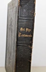 Antique 1877 Det Nye Testamente (Danish) The New Testament Book Embossed Cover - Picture 1 of 9