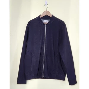 Ministry Of Supply Hybrid Fleece Bomber Jacket Mens M Blue Full Zip Preppy - Picture 1 of 6