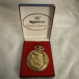Majestron Vintage 17 Jewel Swiss Pocket Watch Wildlife - Picture 1 of 8