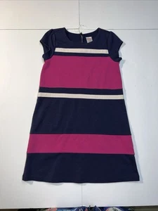 Gymboree Charm Class Magenta Navy Colorblock Stripe Ponte Dress Girls 7 #125 - Picture 1 of 7