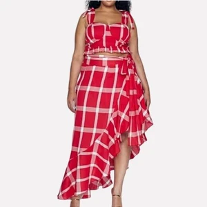 Fashion To Figure Gina Plaid Ruffle Maxi Skirt 0/XL - Picture 1 of 4