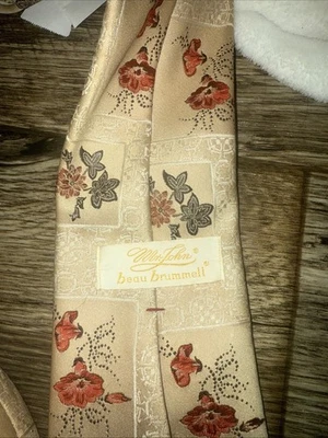 Corbata vintage para hombre poliéster amarilla Mr. John Beau Brummell floral artística Foto 1 de 2