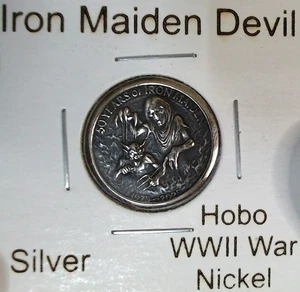 HOBO 50 Years Of Iron Maiden Devil Made From A REAL Silver War Nickel SIGNED - Bild 1 von 3