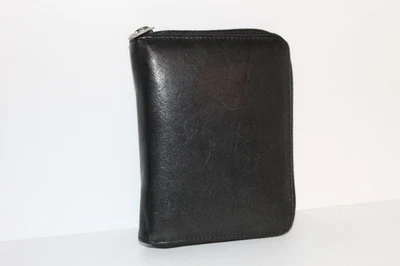 Cartera de seguridad vintage de cuero suave con cremallera con ventana calculadora divisor de tarjetas de efectivo Foto 1 de 4
