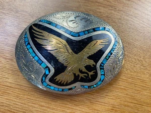 Inlaid Soaring Eagle Belt Buckle - Picture 1 of 3