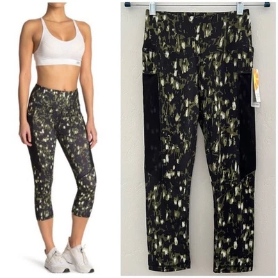 Leggings de malla C&C California para mujer XS verde negro bolsillo recortado abstracto nuevos con etiquetas Foto 1 de 4