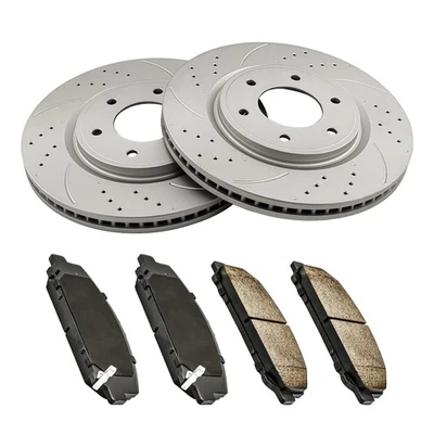 Front Drilled Brake Rotors Ceramic Pads Fit For 2008-2010 Nissan TITAN Armada - Image 1 of 4