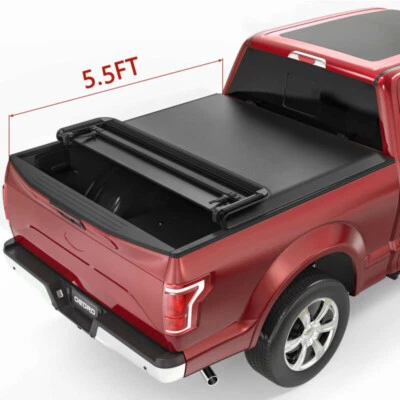OEDRO 5.5FT 4-Fold Soft Tonneau Cover For 2015-2026 Ford F-150 Truck Bed w/Lamp - Image 1 of 4