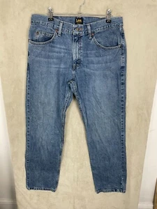 Men's Lee Regular Fit Straight Cut Jeans Trousers Size W33 L30 Blue Zip Fly - Picture 1 of 6
