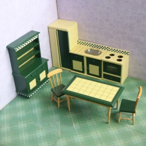 Dolls House Miniatures 1:12 Scale Kitchen Island Dining Chair Table Furniture - Picture 1 of 2