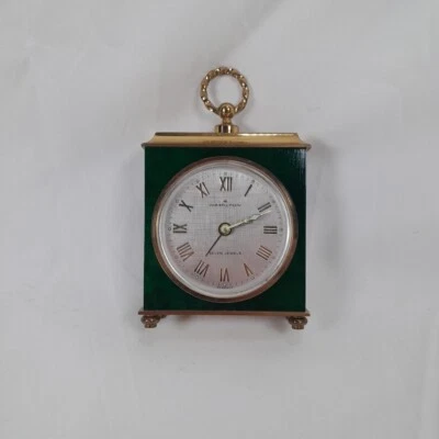 VTG Hamilton Mini Brass Alarm Clock Tabletop 7 Jewels Germany Tested Works! - Image 1 of 4