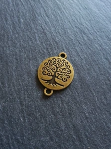 30 Antique Bronze Tone Round Tree of Life Connector Charms 27x20mm Nickel FREE - Picture 1 of 5