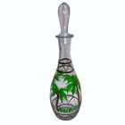 Vintage Chinese Hand Painted 15" Decanter Glass Decante Stopper Bottle Whiskey