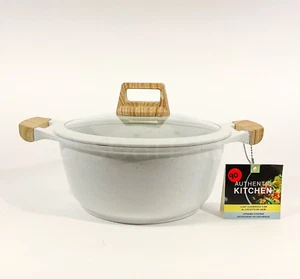 Auténtica cazuela de cerámica antiadherente de cocina de 9,5 pulgadas 4,2 qt blanca nueva - Imagen 1 de 8