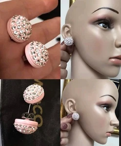Mimco Rare Studs Earrings Baby Pink Silver With Clear πππ - Picture 1 of 10