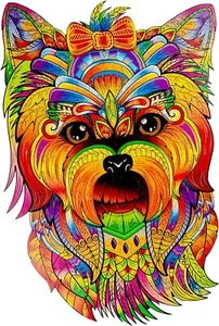 WOODVIO - Wooden jigsaw puzzle for adults and kids -Yorkie, 172 pieces (18"x12") - Picture 1 of 7