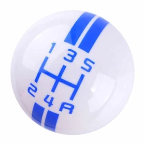 White & Blue 5 Speed Round Manual Gear Shift Knob Ball Shifter Lever Stick Use - Picture 1 of 4