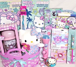 NEW HELLO KITTY KIDS EASTER GIFT BASKET TOY EASTER DOLL BOOKS DOODLE CUP MUSIC - Picture 1 of 1
