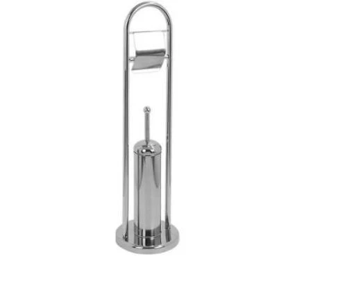 Portarotolo Con Scopino e Porta Scopino In Acciaio Accessori Bagno WC 80 cm - Immagine 1 di 1