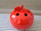 Vintage Red Apple Ceramic Pencil Holder Made In Italy Teacher Gift