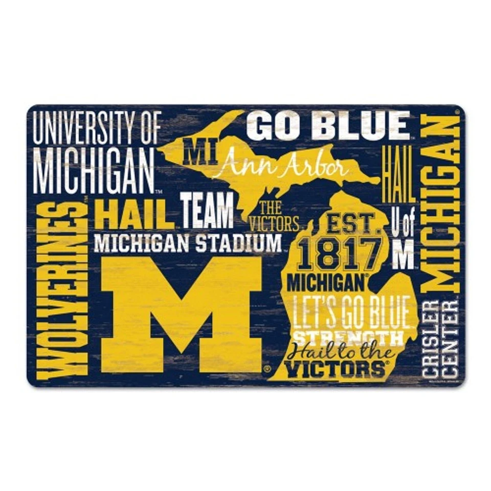 Michigan Wolverines NCAA 17" x 11" Wood Indoor Sign Wincraft - Image 1 of 1