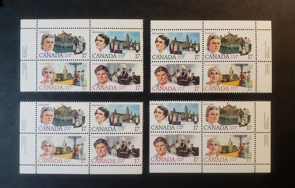 Estampillas Canadá Como Nuevas: 17c Feministas Canadienses M/S de bloques de placas En estado bastante bueno MNH con rosa Foto 1 de 1