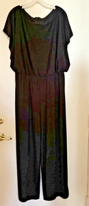 Jumpsuit Women' XL Black Loose Wide Leg Polyester R3-O8 - Picture 1 of 7