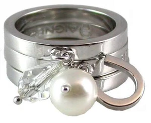 Anillo AIGNER A60328.52 mujer anillo 3 talla 52 colgante corazón latón perla - Imagen 1 de 1