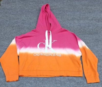 Moletom com capuz CK Calvin Klein jeans feminino tamanho XL cropped ombre tie dye - Imagem 1 de 4