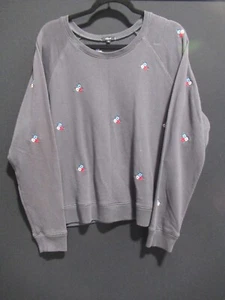 RAILS Gray/Black Vintage Wash FLORAL BUDS Sweatshirt XL Preowned - Picture 1 of 6