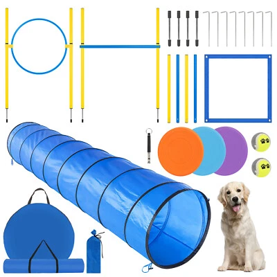 Dog Agility Equipment Set Pet Obstacle Training Course Tunnel Pole 300CM AU - image 1 of 4