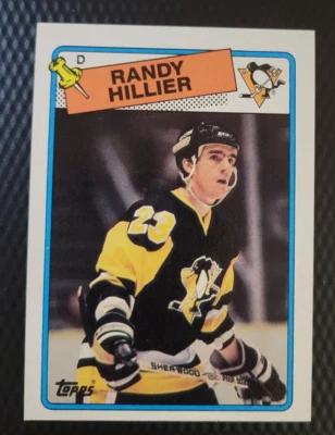1988-89 Topps RANDY HILLIER Pittsburgh Penguins Hockey Career Stats Card #158 - Image 1 of 2