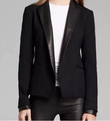 Blazer Theory Talla Cuero Bordado Pico Solapa - Negro Talla 12 Foto 1 de 4