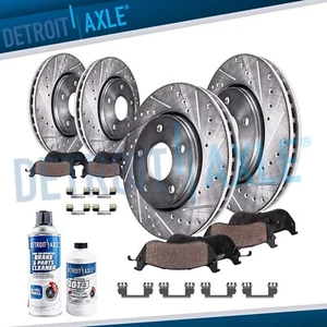 11.93'' Front and 11.73'' Rear DRILLED Rotors Brake Pads for Cadillac CTS STS - Picture 1 of 10