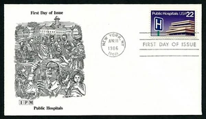 USA, SCOTT # 2210, IPM FDC COVER OF PUBLIC HOSPITALS, YEAR 1986 - Picture 1 of 1