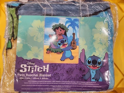 DISNEY LILO & STICHT HULA FEST TWIN RASCHEL BLANKET 60in x 80in NORTHWEST NWT - Image 1 of 3