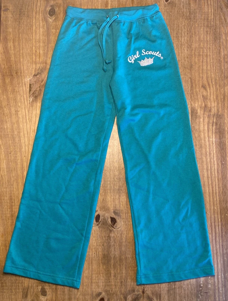 Girl Scouts Traditional Green Girl's Tie Waist Wide Leg Sweatpants/small EUC - Image 1 of 4