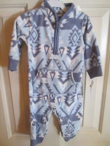 Carter's 1 Piece Fleece Romper Gray Blue Print NWT 6 Mo Boys Outfit - Picture 1 of 3