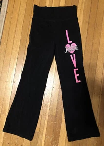 Justice Girls black Pink Love Yoga Pants Size:6 EUC - Picture 1 of 3