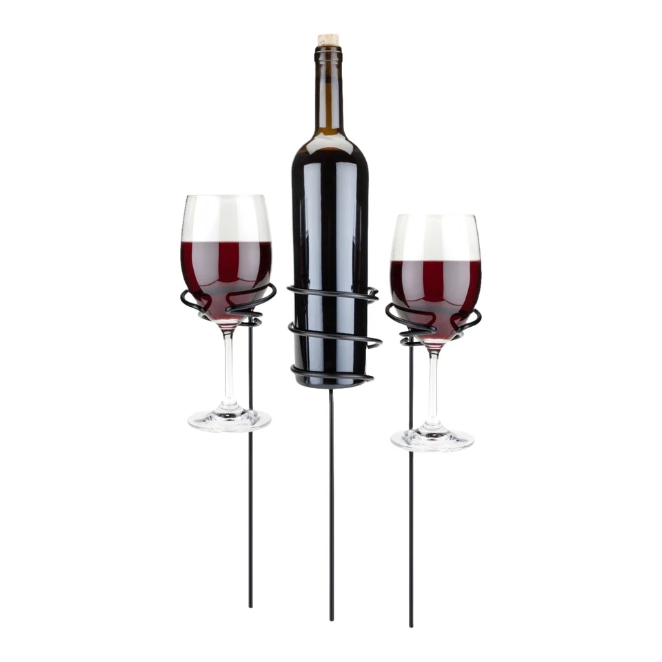 true 2090 Picnic Stix Wine Glass & Bottle Holders One Size Black