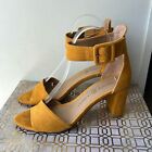 Chinese Laundry Mustard Faux Suede Ankle Strap Heels Women's size 7.5