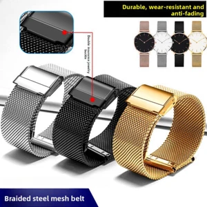 Hochwertiges Milanaise massiv Edelstahl Uhrenarmband Meshband geflochten 12-22 mm - Bild 1 von 39